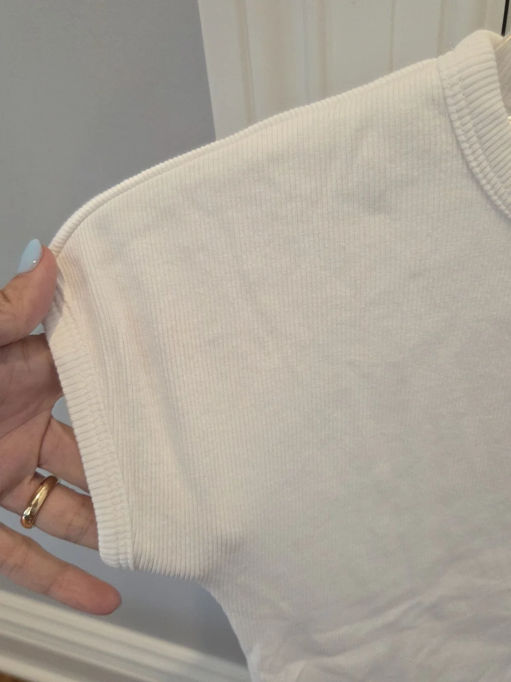ZARA Kids White Short Sleeve Ribbed Crew Tee